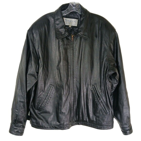 ​Torriani Ispiraizone Italiana Men's Black Leather Jacket L Bomber Style Mod - Picture 2 of 16